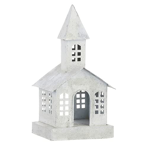 RAZ Imports 2022 Cozy Christmas 11" Iced Antique White Church Lantern