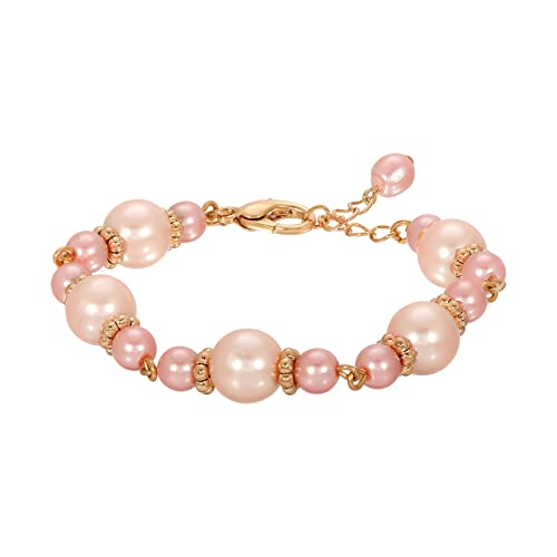 1928 Jewelry Raspberry & Champagne Fashion Pearl Bracelet