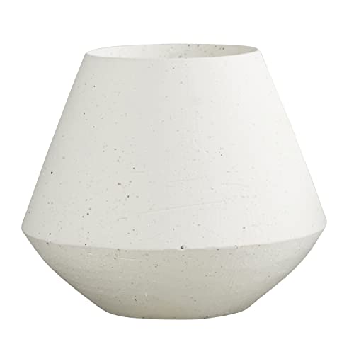 Creative Brands 47th & Main Modern White Contemporary Circular Shaped Ceramic Planter for Indoor or Outdoor Flowers Succulents and Other Small Plants, Large, Two-Tone