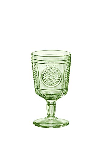 Bormioli Rocco 335945GRS021524 Romantic Stemware Glass, Set of 4, 10.75 oz, Pastel Green