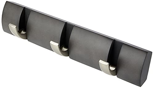 Umbra Flip Wall Mounted Floating Rack Modern, Sleek, Space-Saving Coat Hanger with 3 Retractable, Driftwood/Nickel Hook