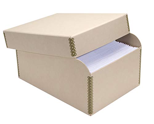 Lineco Photo Storage Box, Holds 1000 3x5" or 4x6" Photos, Removable Lid, with Photo Envelopes, Color: Tan
