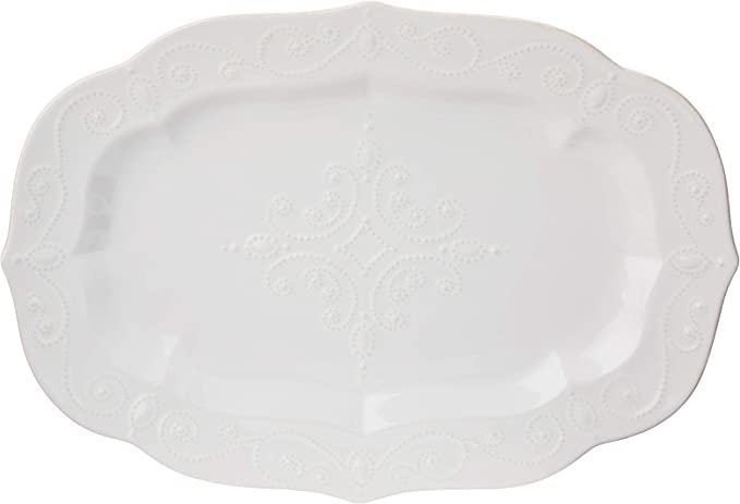 Lenox French Perle Carved Turkey Platter, 6.39, White