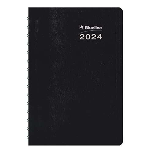Rediform Blueline DuraGlobe Daily Planner, Twin-Wire Binding, Soft Cover, Black