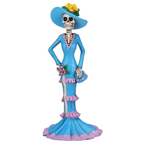 Pacific Trading Dod Blue Senorita Mexican Traditional Skeleton Figurine