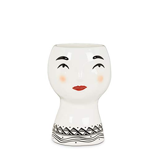 Abbott Collection  27-VOGUE-101 Pretty Lady Head Vase/Planter, 1 EA, White/Black