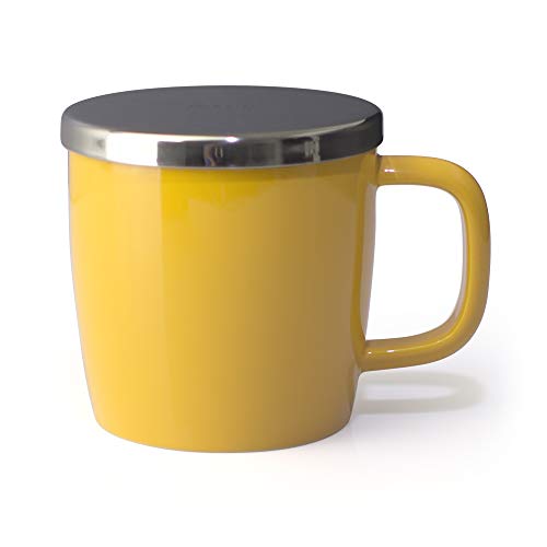 FORLIFE Dew Glossy Finish Brew-In-Mug with Basket Infuser &"Mirror" Stainless Lid 11 oz. (Mandarin)