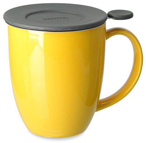 FORLIFE Uni Brew-in-Mug with Tea Infuser and Lid, 16-Ounce, Mandarin