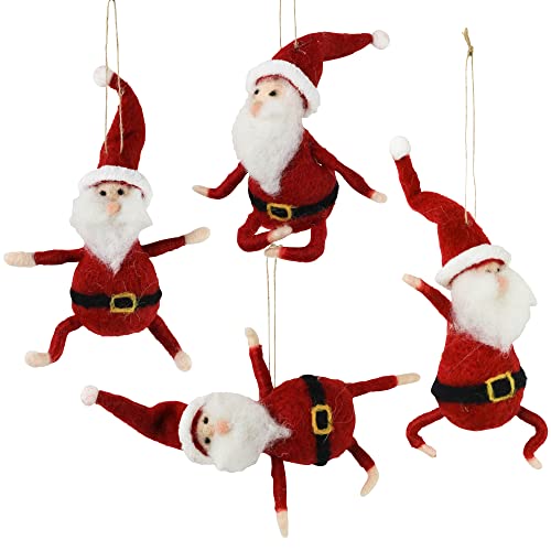 HomArt Yoga Santa Christmas Ornament, Set of 4, Felt
