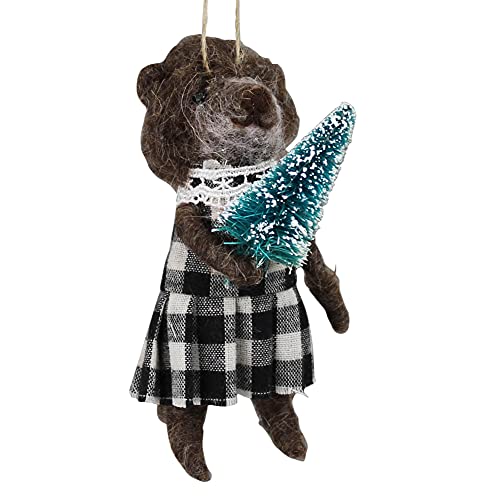 HomArt 95169-0 Girl Bear with Tree Ornament, 4.75-inch Height, Felt