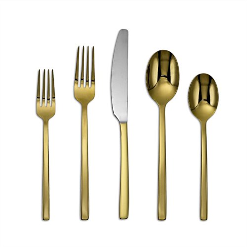 Cambridge 306320Ckg12Ds Mazzy Gold with White-Handle 20-Piece Flatware Set