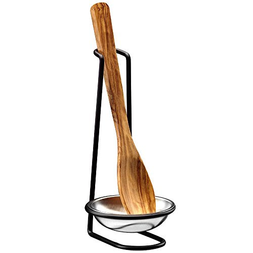 Prodyne 18/8 Stainless Steel Spoon Rest with Black Metal Frame