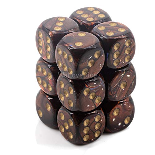 DND Dice Set - Chessex D&D Dice - 16mm Scarab Blue Blood & Gold Plastic Polyhedral Dice Set-Dungeons and Dragons Dice Includes 12 Dice  D6, Various (CHX27619)