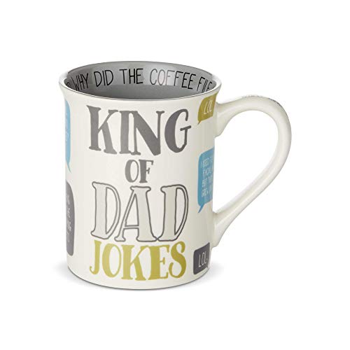 Enesco 6003384 Our Name is Mud King of Dad Jokes Coffee Mug, 16 Ounce, Multicolor