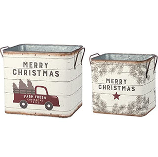 Primitives by Kathy Tin Buckets Farm Fresh Christmas Trees Home and Garden Equipment
