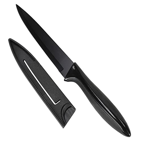 Chef Craft Premium Utility Knife with Sheath, 5 inch blade 11.5 inch in length, Black