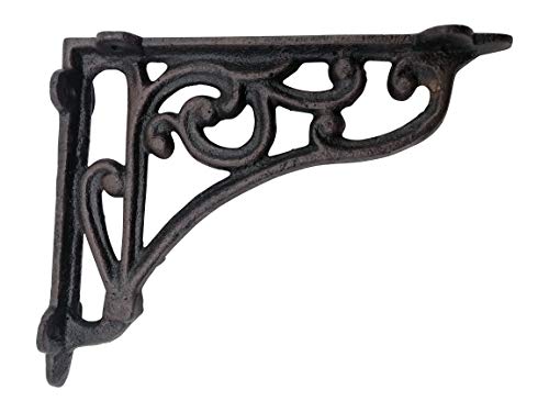 Comfy Hour Antique & Vintage Interior Decor Collection Cast Iron Outdoor Garden Indoor Shelf Bracket, Wall Bracket, Plant Hanger, Multiuse, Antique Black