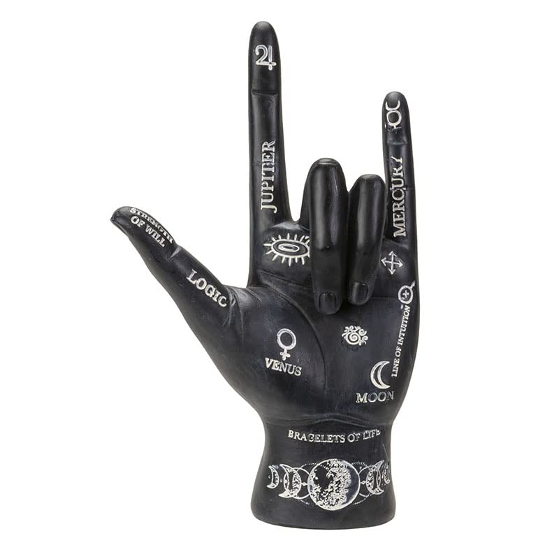 Pacific Trading Giftware Palmistry Hand Figurine, 7.68-inch Height, Resin, Black, Home Décor, Tabletop Décor, Halloween