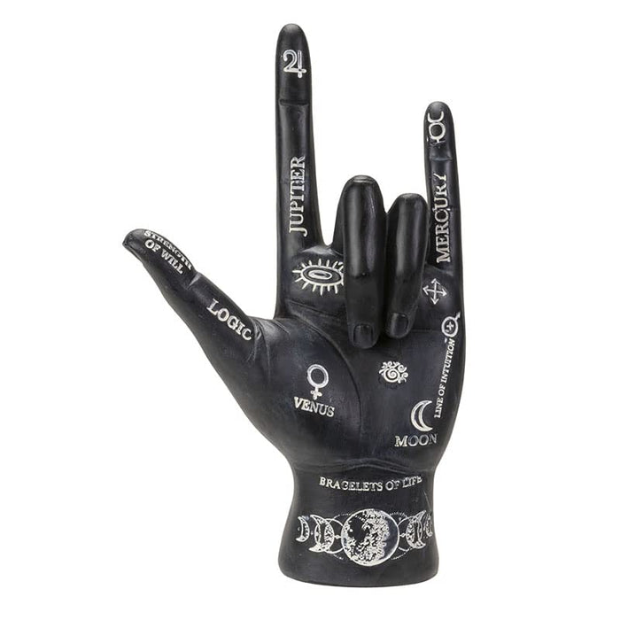 Pacific Trading Palmistry Hand Figurine | 7.68" Black Resin
