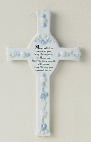 Roman 8 Porcelain Baptism or Christening Cross