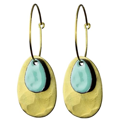 HomArt AREOhome Beldi Earring, Brass and Aqua Enamel