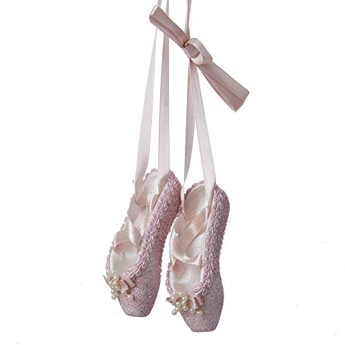 KURT ADLER PINK GLITTER BALLET SHOES ORNAMENT