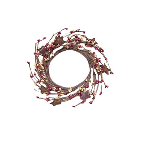 CWI Gifts 4-8" Burgundy & Old Gold Pip Ring w/Rusty Stars