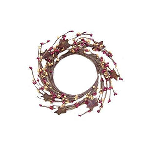 CWI Gifts 4-8" Burgundy & Old Gold Pip Ring w/Rusty Stars
