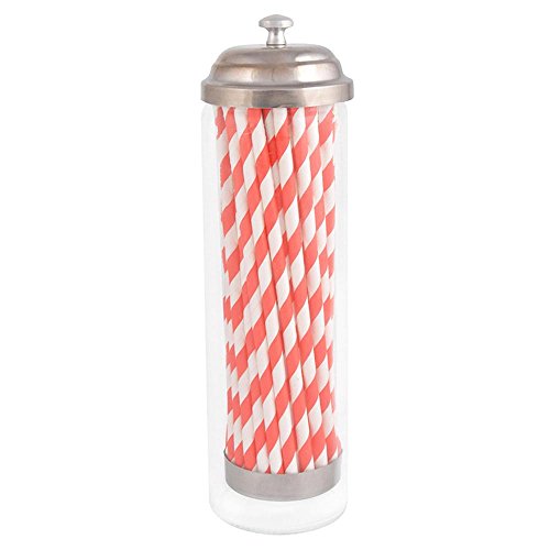 Esschert Design C2049 Straw Dispenser with Paper Straws, Glass