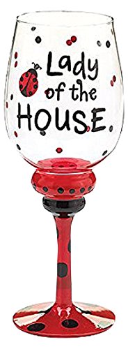burton + BURTON Burton and Burton SS-BNB-9720221 Lady Of The House Wine Glass Decor, 9 1/2&Quoth with 2 3/4" Opening, Multicolor