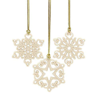 Lenox Mini Snowflake 3-Piece Ornament Set, 0.15 LB, Ivory