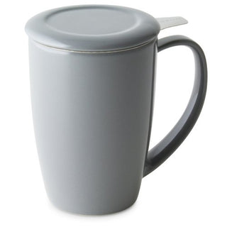 FORLIFE Curve Tall Tea Mug with Infuser and Lid 15 ounces, Gray