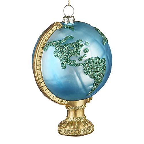 Raz Earth World Globe Christmas Figurine Ornament 5" Glass Hanging Ornament Christmas Tree Decoration