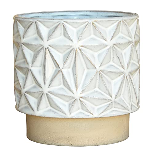 HomArt Stoneware Ramos Geometric Cachepot, 6.75-inch Height, Ceramic