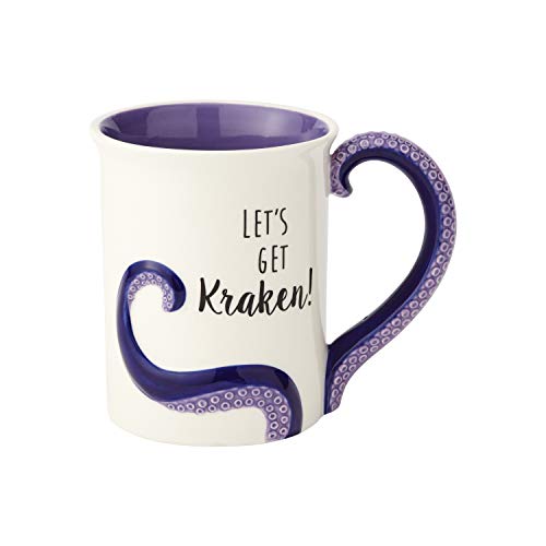 Enesco 6000550 Our Our Name Is Mud Kraken Stoneware Sculpted Coffee Mug, 16 oz, Purple