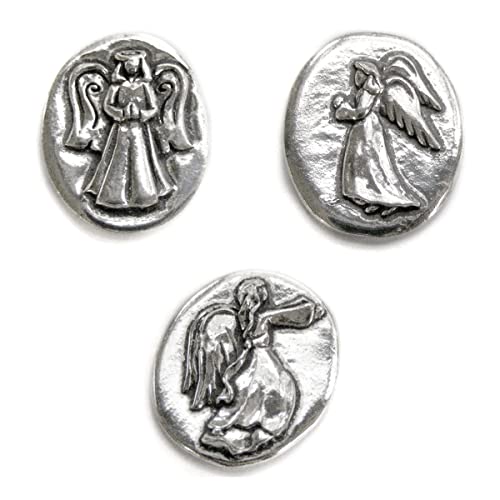 Basic Spirit Angel Pocket Token Coin -Handcrafted Pewter Gift for Coin Collecting with Inspirational Words(Guardian/Faith/Protection) 3 Sets