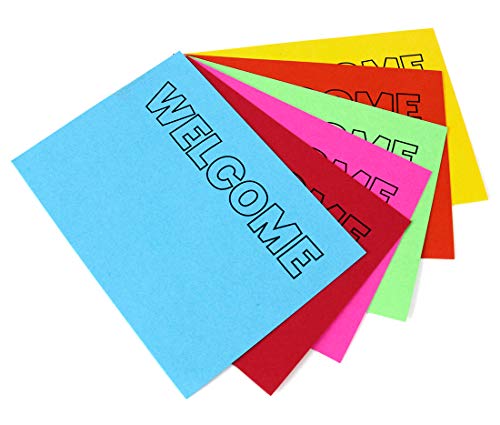 Hygloss Products Blank Welcome Postcards - Personalize Your Own Mailable Postcard - Says “Welcome” on the Front -  4” x 5 ½” - Assorted Bright Colors - 100 Pack