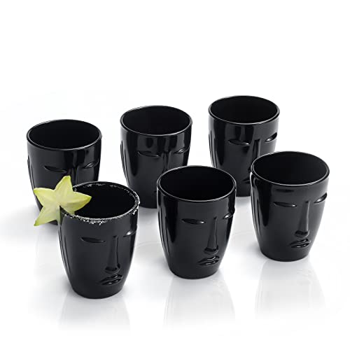 EVEREST GLOBAL Black Human Face Tumbler set of 6 9.64OZ for Pool Parties Outdoors Receptions Weddings Halloween Decoration Unique Fashion Special