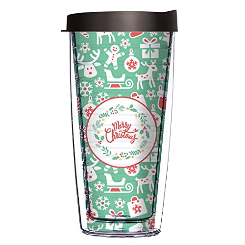 Comfy Hour Cute Merry Christmas Graphic Design 16 oz Light Green Tumbler with Black Lid