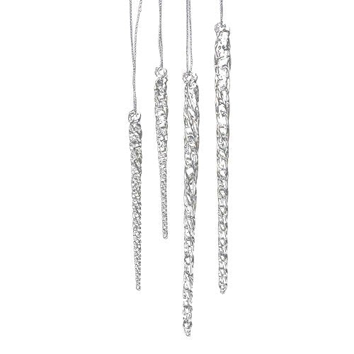 Kurt Adler 3-1/2-Inch-5-1/2-Inch Clear Glass Icicle Ornament Set of 24 Pieces