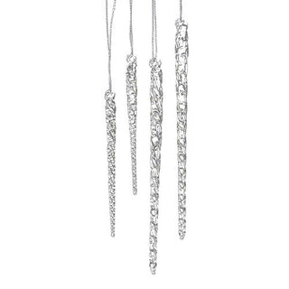 Kurt Adler 3-1/2-Inch-5-1/2-Inch Clear Glass Icicle Ornament Set of 24 Pieces