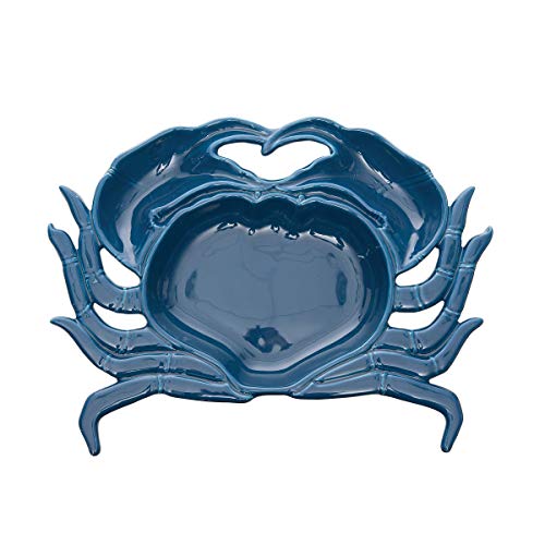 Beachcombers Star Crab Chip Dip Bowl, 12.99-inch Length, Blue