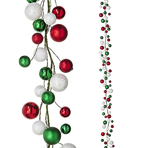 RAZ Imports Ball Garlands 2022 6' Red, Green and White Ball Garland