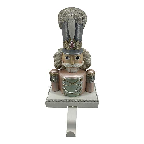 Comfy Hour Winter Holiday Home Collection 9" Resin Nutcracker Stocking Hanger, Pink & Brack