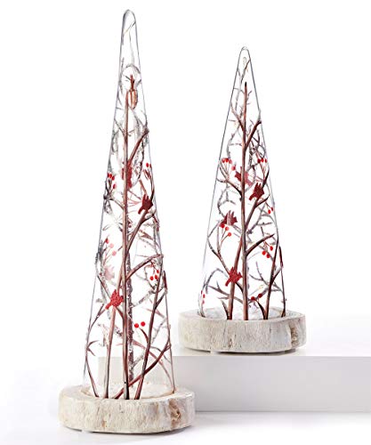 Giftcraft 665414 LED Tree Décor, Set of 2, Glass