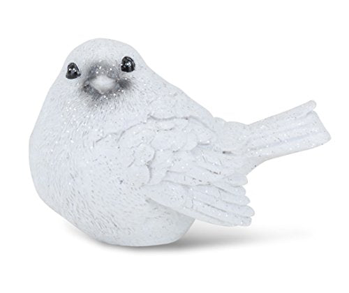 Napco Imports Snow Crusted Bird 4 x 2.5 inch Resin Stone Christmas Table Top Figurine