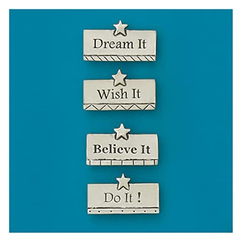 Basic Spirit Wish It (4 Words) Medium Pewter Magnet Set - Dream Believe Do it for Life Inspirational, Kitchen Office Refrigerator Outdoor Picnic Home Decorative Gift