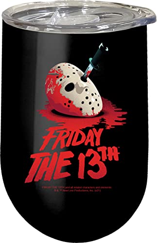 Spoontiques - Friday the 13th Insulated Wine Tumbler with Lid – Double Wall Stainless Steel Stemless Wine Glass – 16oz - 5 5/8” Tall