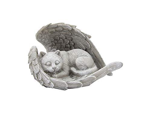 Comfy Hour Pet In Loving Memory Collection Resin Cat Sleeping in Angel Wing Pet Statue - in Memory of My Best Friend Bereavement