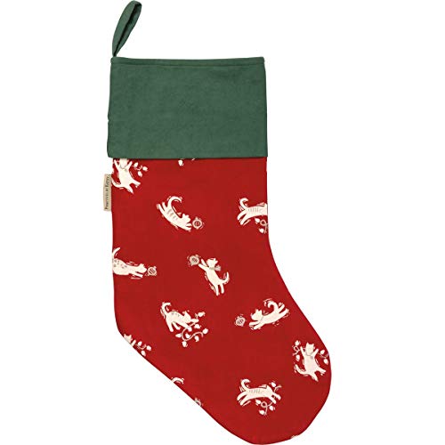 Primitives by Kathy 108218 Cat Christmas Stocking, 18-inch Height, Red, Cotton